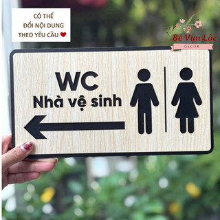  Bảng gỗ WC Nhà vệ sinh có mũi tên chỉ hướng biển wc dán cửa decor cửa hàng quán ăn khách sạn 