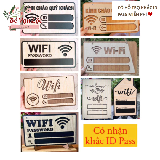 [Tổng hợp 35 mẫu] - Bảng ghi thông tin wifi bằng gỗ, bảng password wifi decor cửa hàng