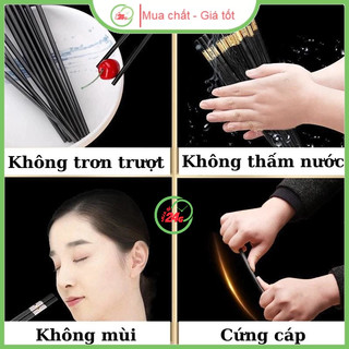 Bộ 10 Đũa Mạ Vàng Hàn Quốc Nhựa Đen Nhật Cao Cấp Chống Trơn Chống Mốc Chịu Nhiệt