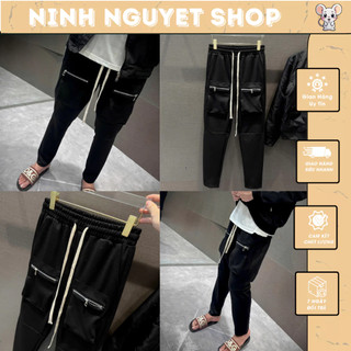 Quần Nỉ Dài Phối 2 Túi Hộp Khóa Đùi Chất Liệu Umi Hàn Bản Dây Dài Siêu Nét - Quần Nỉ Trơn Mix Túi Khóa Hộp Form Jocger
