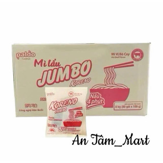  Thùng Mì lẩu Koreno Jumbo 80 gói  thùng Vị Kim Chi - Bò Cay 