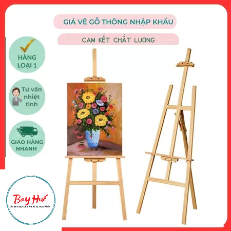 Giá vẽ tranh gỗ gấp gọn, gỗ thông cao cấp-giá vẽ đồ hoạ (Hàng nhập khẩu)