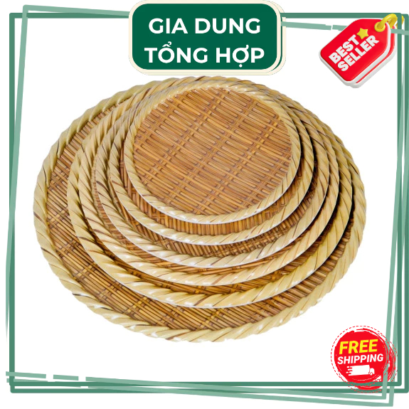 Đĩa / Mẹt Tròn Nhựa Giả Mây Mẹt Tre Nhiều Size - Mẹt Nhựa Đựng Bún Đậu Fataco