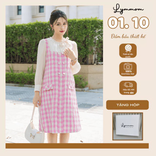 Đầm Bầu Thiết Kế LYMMOM Dáng Váy Suông Dài Tay Chất Dạ Tweed Cao Cấp Đi Tiệc Đi Chơi Mùa Đông VB141