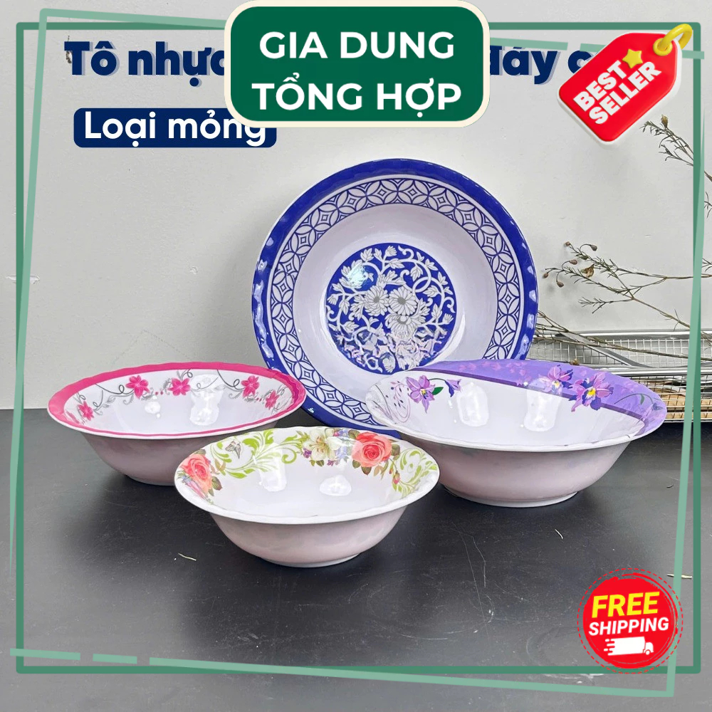 Tô Nhựa Melamine Bông loại tô Bèo Cạn, Bát Nhựa Phíp, dùng làm :  Tô Hủ Tiếu, Tô Bán Bún, Tô Ăn Mì, 