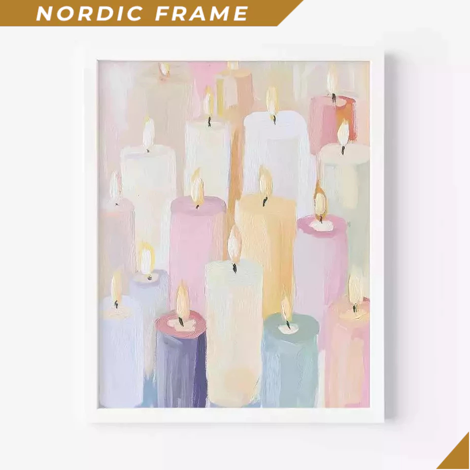 Tranh treo tường, Cozy Winter Art print, Candles Digital Print, Christmas wall art, Digital Download