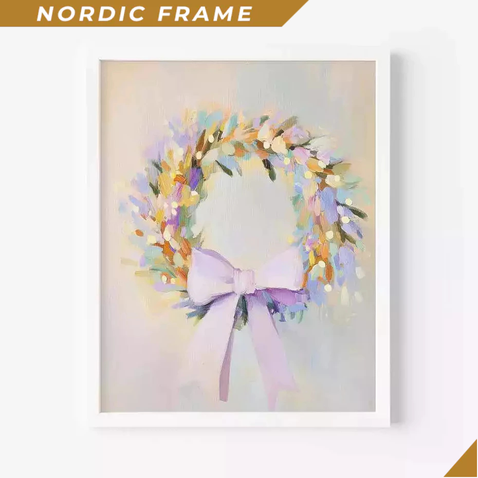 Tranh treo tường, Christmas Wreath Art Print, Holiday Printable Decor, Cozy Winter Wall Art, Coquett