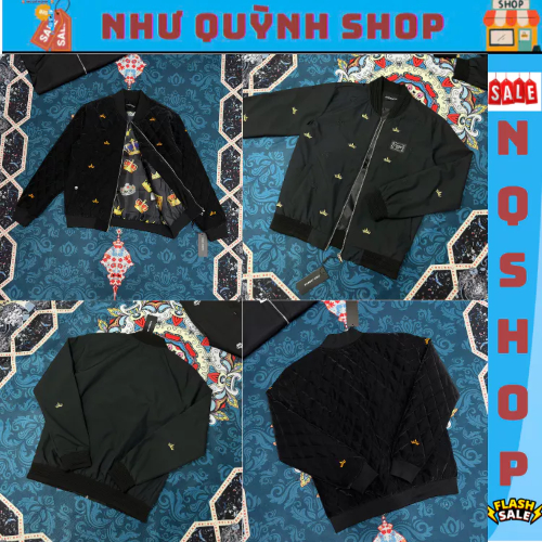 Áo khoác bomber nam thêu chỉ vàng, áo khoác gió D.G thêu full hoạ tiết Vương Miện và chữ lồng