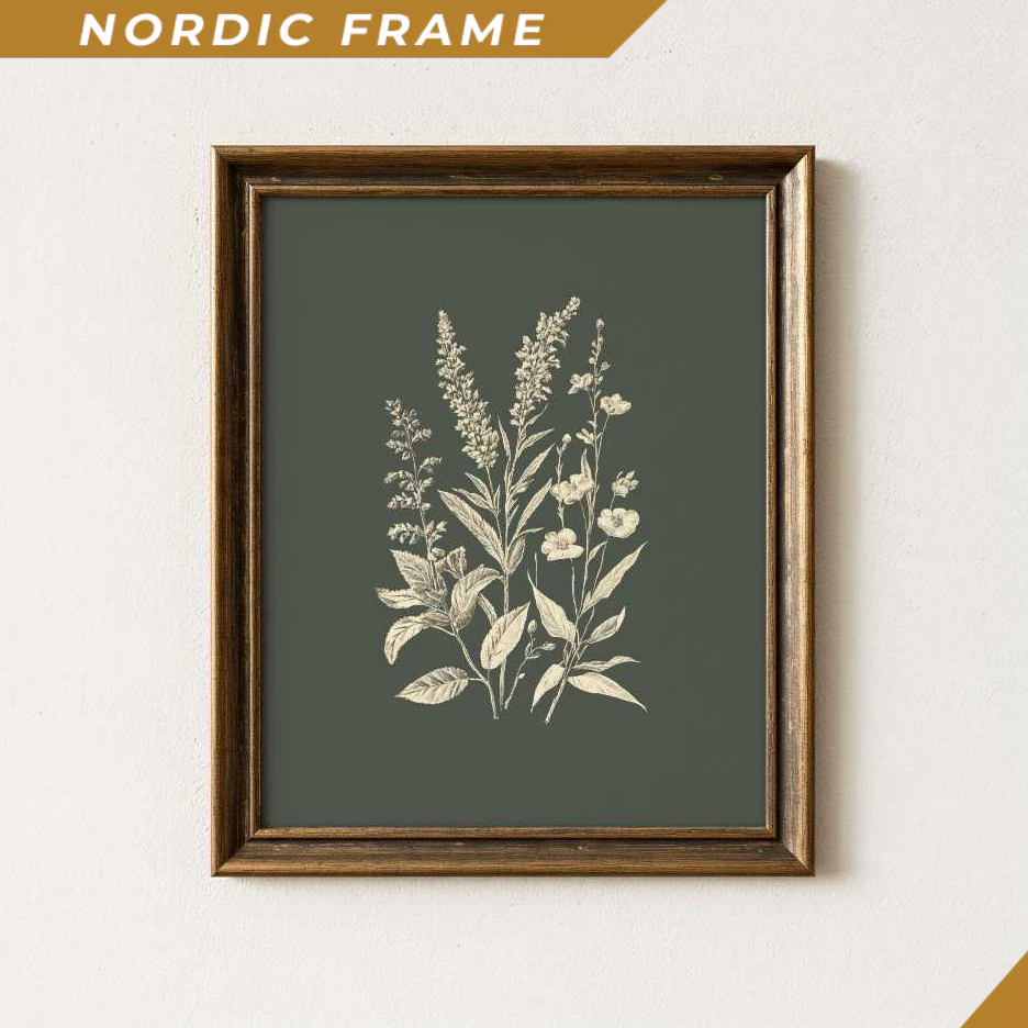 Tranh treo tường, Floral Wall Art Printable Wall Decor Dark Green Wall Art Cottage Decor Vintage Sty