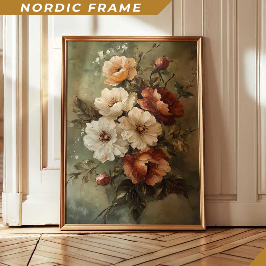 Tranh treo tường, Antique Style Floral Wall Art Vintage Flowers Wall Art Printable Wall Art Moody Wa