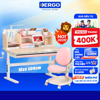 [Quà + Voucher 400K] Bộ Bàn Học DERGO LEO X1000 Chống Gù Chống Cận Bàn Học Cỡ Lớn 1m Cao Cấp