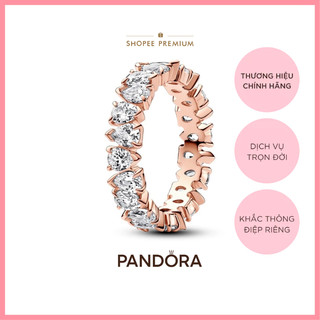   YEAR END - 40% Nhẫn Pandora Timeless Mạ Vàng Hồng 14k Đính Đá Xen Kẽ 
