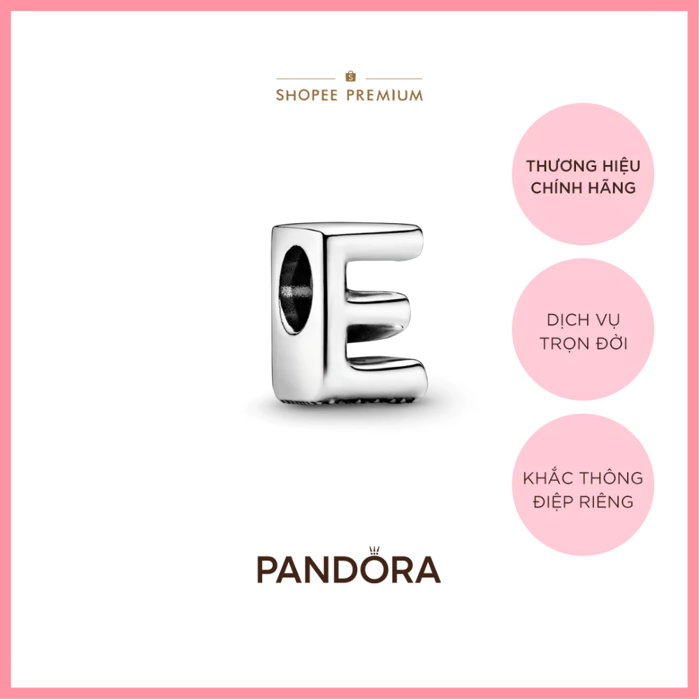 [CHÍNH HÃNG]Charm Pandora Moments Bạc Hình Chữ E