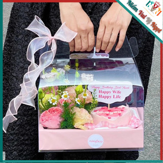 5 Hộp Vali Nhựa Mica trong 2 ngăn đựng Hoa & Bánh, Hộp Quà tặng, Hộp Hoa tươi, Hộp bánh Kem