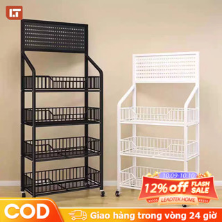 Kệ để hàng tạp hoá có bánh xe Kệ siêu thị 5 tầng Kệ sắt đựng đồ ăn vặt Khả năng chịu lực 100kg