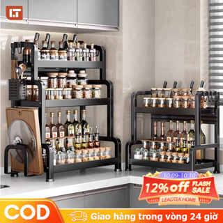 Kệ đựng gia vị Sơn bột chống rỉ nhập khẩu Kệ gia vị inox Có thể lưu trữ dao Kệ gia vị nhà bếp Cao Cấp Có giá để thớt