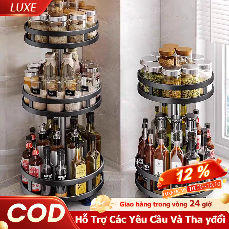 Luxe Kệ gia vị xoay 1/2/3 tầng inox kệ Đựng Gia Vị Nhà Bếp 360 độ