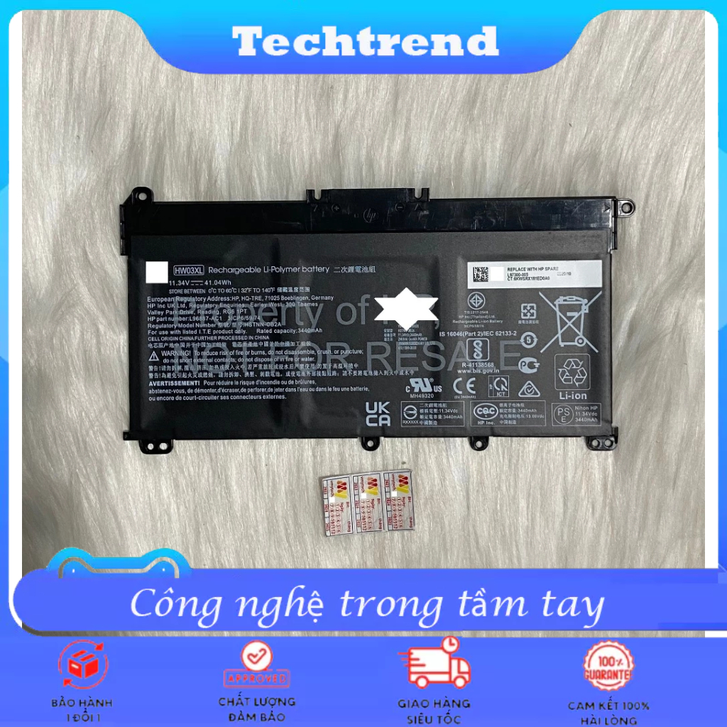 Pin laptop 240 245 250 G9 255 G8 G9, 240 G9, 245 G9, 246 G9 HW03XL tương thích HP Pavilion New 100%