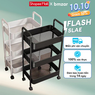 BMZAR Xe Đẩy Spa có bánh xe Kệ sắt đa năng Xe để đồ 3 tầng Thời trang cao cấp 【100%Thép 