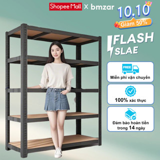 BMZAR Kệ sắt v lỗ đựng đồ đa năng Kệ Bếp Sắt + bảng gỗ Kệ sắt 3 tầng Có thể chịu được 200kg