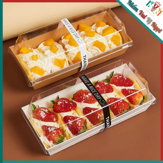 50 Hộp Giấy Chữ Nhật nắp trong, hộp giấy Vuông Nắp Trong đựng Bánh, Tart Trái cây, Donut ~ 1985 & 1413