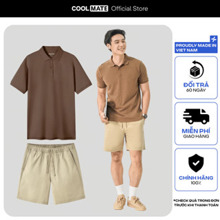 [Tặng pack 5 tất]Set đồ nam bộ Áo polo Pique và Quần Chino 7inch, set đồ dạo phố đi biển du lịch Coolmate
