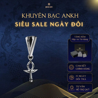 Khuyên tai Bạc nam, nữ 925 Mercury Ankh -Trang sức Bạc 925 - Thiết kế họa tiết thần thoại Ai Cập