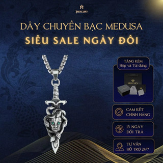 Dây chuyền Bạc nam nữ 925 Mecury Stone Gaze -Trang sức bạc 925, Vòng cổ Bạc 925 họa tiết nàng Medusa