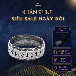 Nhẫn nam Mercury Rune Viking-Trang sức, phụ kiện đeo tay thời trang - Thiết kế họa tiết Cổ ngữ Rune