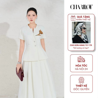 SET Đồ Nữ Sang Chảnh HAMONY Vải Xước Chân Váy Lót Lụa Thiết Kế Cao Cấp Tặng Kèm Hoa Cài Áo CHARLLOT