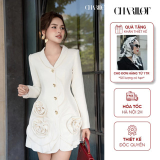Set Đồ Nữ Áo Blazer Trắng Hoa Hồng Công Sở Thiết Kế CHARLLOT Tôn Dáng Đi Làm Đi Tiệc CL265