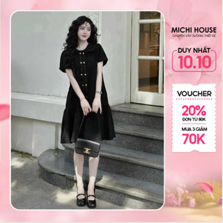 Đầm Suông MICHI HOUSE Váy Xuông Cổ Sen Chân Bèo Thanh Lịch Freesize K216