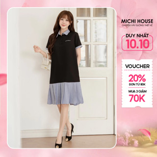 Đầm Suông Đuôi Cá MICHI HOUSE Váy Sơ Mi Dáng Suông Dài Đến Gối Tay Ngắn V807