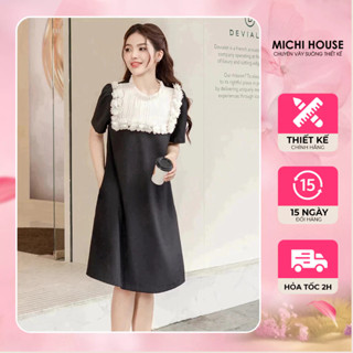 Đầm Suông MICHI House Váy Xuông Chữ A Cổ Tròn Tay Ngắn Dự Tiệc Cafe Dạo Phố Có Bigsize V706