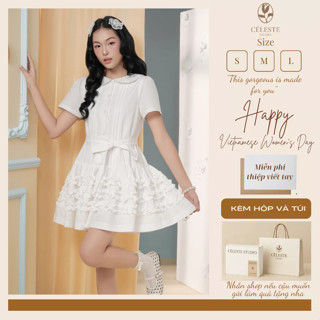 CÉLESTE - Váy Babydoll tiểu thư Mary Dress váy thiết kế nữ sang chảnh, Mặc 2 kiểu Có Kèm Đai