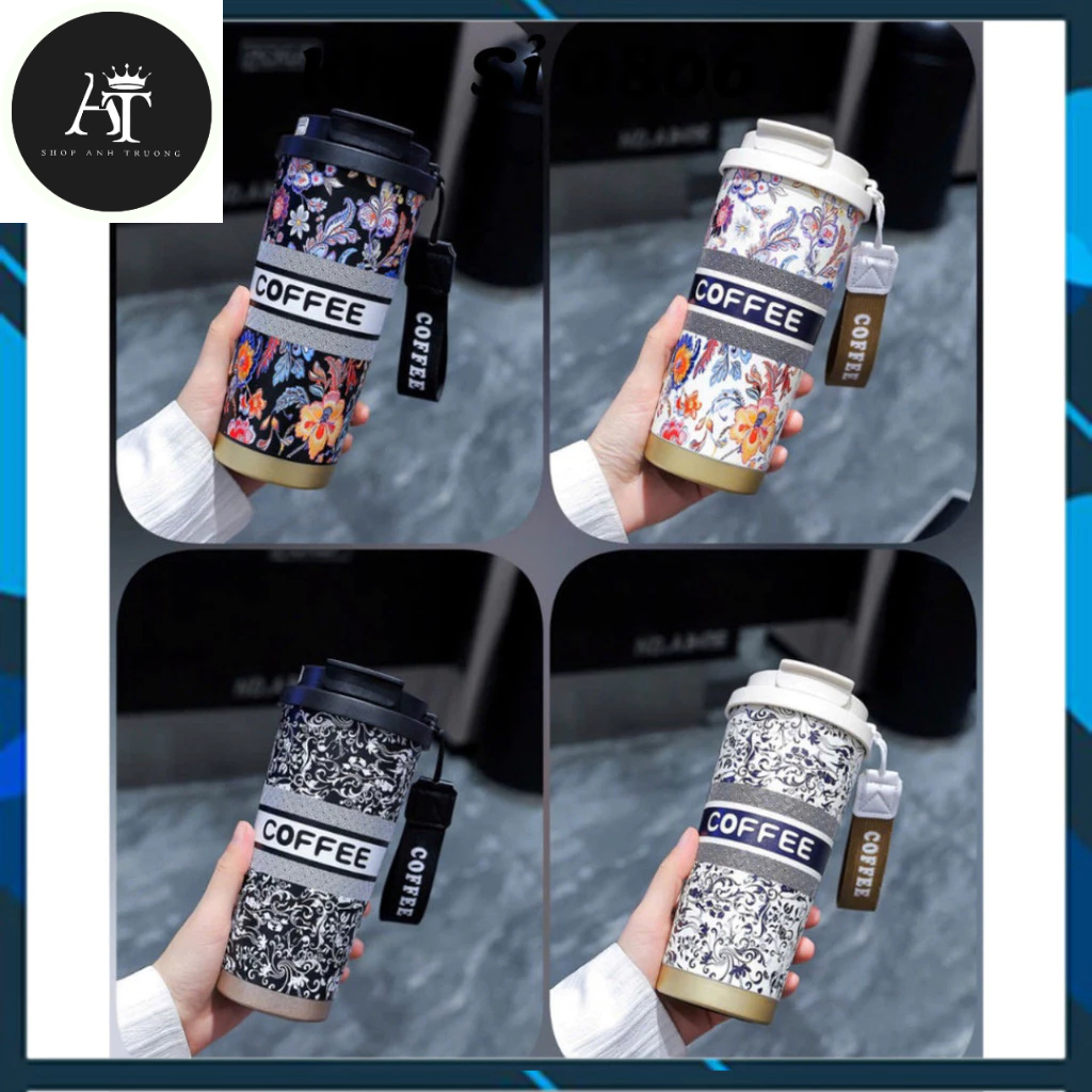 Cốc Giữ Nhiệt Hoa Lá, Chagee Dung Tích 530Ml chất liệu Inox Không Gỉ 316 - Ly giữ nhiệt tốt k tràn n