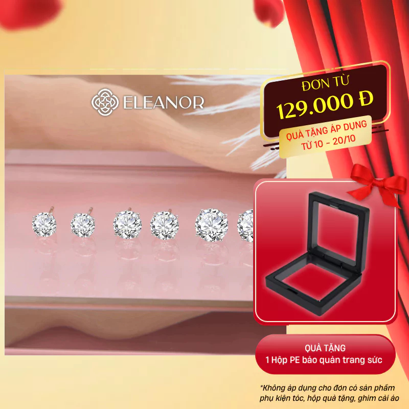 Bông tai nữ nụ đính đá chuôi bạc 925 Eleanor Accessories khuyên tai basic phụ kiện trang sức 3240