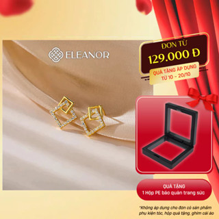 Bông tai nữ chuôi bạc 925 Eleanor Accessories hình vuông đính đá phụ kiện trang sức khuyên tai 3024