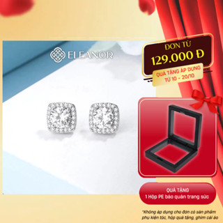Bông tai nữ chuôi bạc 925 Eleanor Accessories dáng vuông đính đá phụ kiện trang sức khuyên tai 7104