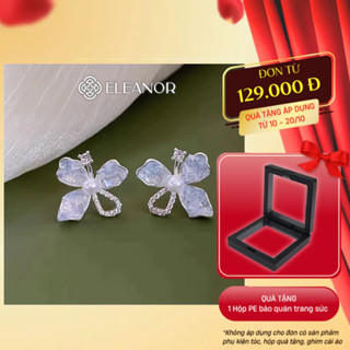 Bông tai nữ chuôi bạc 925 Eleanor Accessories hình hoa đính đá phụ kiện trang sức khuyên tai 9956