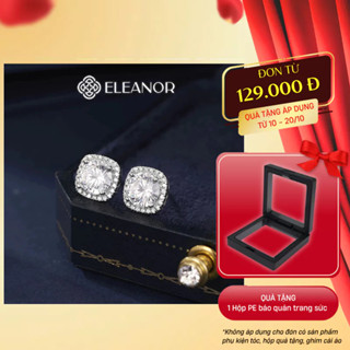 Bông tai nữ chuôi bạc 925 Eleanor Accessories hình vuông đính đá phụ kiện trang sức khuyên tai 8644