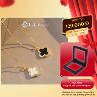 Dây chuyền nữ titan Eleanor Accessories lật mặt cỏ 4 lá hai màu phụ kiện trang sức vòng cổ 5796
