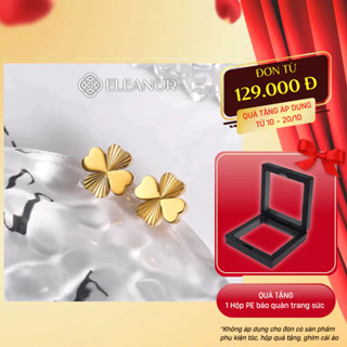 Bông tai nữ chuôi bạc 925 Eleanor Accessories hình cỏ 4 lá phụ kiện trang sức khuyên tai 6018