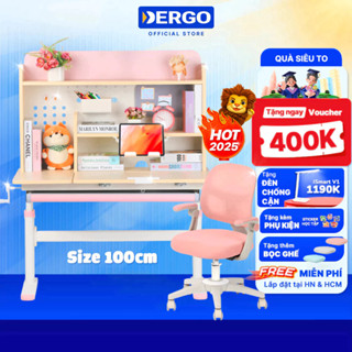 [Quà + Voucher 400K] Bộ Bàn Học Cao Cấp DERGO LEO X1000H Chống Gù Chống Cận Cho Bé Nâng Hạ Độ Cao