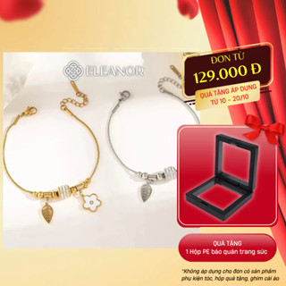 Vòng tay nữ titan Eleanor Accessories đính charm hình hoa lá phụ kiện trang sức lắc tay 9122