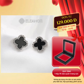 Bông tai nữ chuôi bạc 925 Eleanor Accessories cỏ 4 lá đính đá phụ kiện trang sức khuyên tai 8645