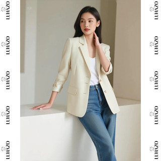  Áo blazer LUHAZO nữ khuy đồng công sở cao cấp có đệm vai tay gập khoác ngoài sang chảnh L157 E-29 