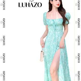 Đầm maxi dáng dài LUHAZO, váy trễ vai đi biển hở lưng dáng dài rộng bigsize sang chảnh 9656  CT-11