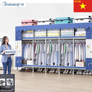 Tủ đựng quần áo vải, tủ vải khung thép treo quân áo lắp ghép đa năng mới ngăn đựng quần áo mẫu mới