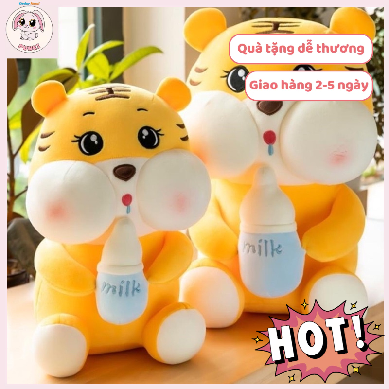 Gấu Bông Hổ Ôm Bình Sữa, Thú Bông Hổ Dễ Thương ❤️Xưởng Gấu Hoa Bình❤️